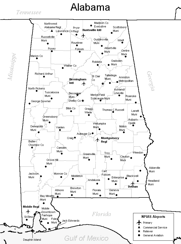 Alabama airport map